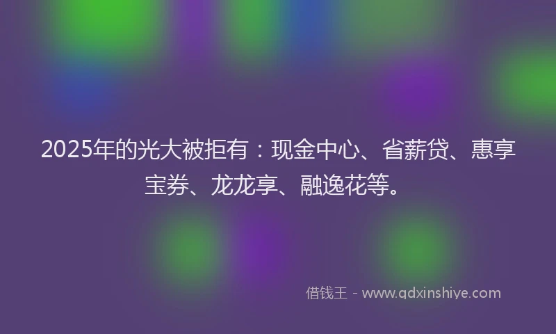 2025年的光大被拒有：现金中心、省薪贷、惠享宝券、龙龙享、融逸花等。