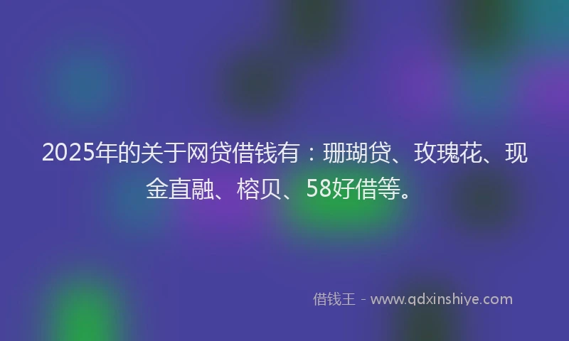 2025年的关于网贷借钱有：珊瑚贷、玫瑰花、现金直融、榕贝、58好借等。