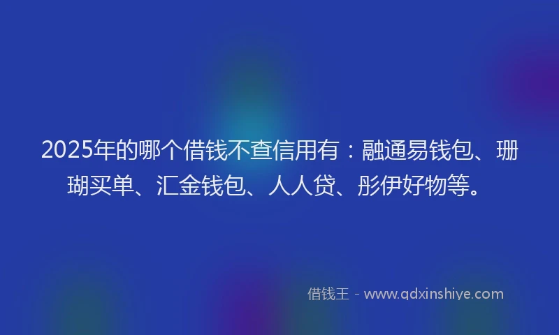 2025年的哪个借钱不查信用有：融通易钱包、珊瑚买单、汇金钱包、人人贷、彤伊好物等。