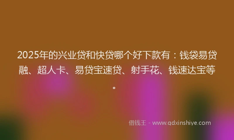 2025年的兴业贷和快贷哪个好下款有：钱袋易贷融、超人卡、易贷宝速贷、射手花、钱速达宝等。