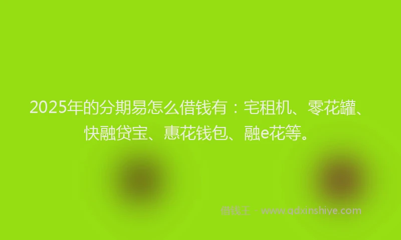 2025年的分期易怎么借钱有：宅租机、零花罐、快融贷宝、惠花钱包、融e花等。