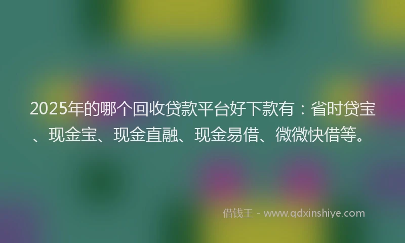2025年的哪个回收贷款平台好下款有：省时贷宝、现金宝、现金直融、现金易借、微微快借等。