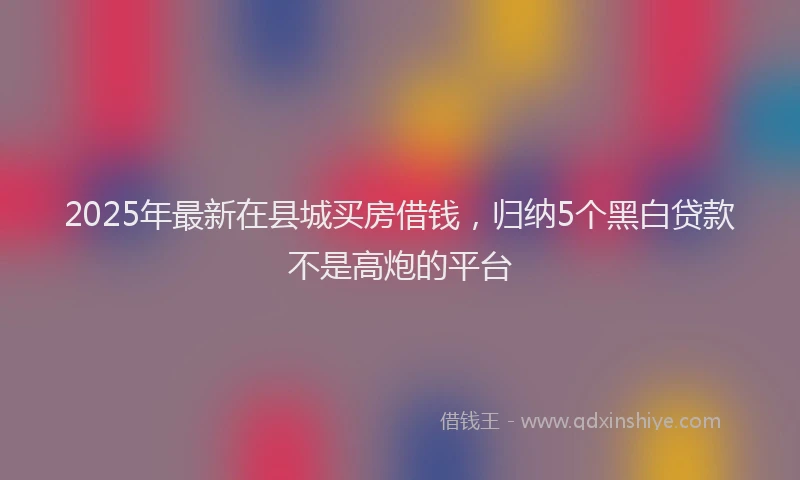 2025年最新在县城买房借钱，归纳5个黑白贷款不是高炮的平台