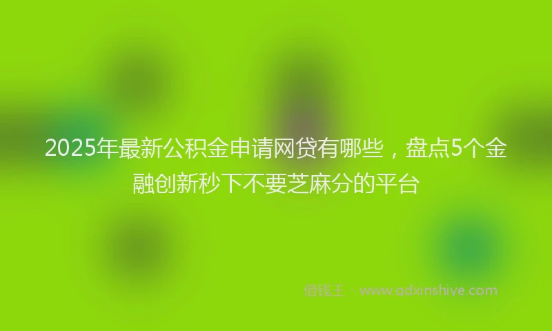 2025年最新公积金申请网贷有哪些，盘点5个金融创新秒下不要芝麻分的平台