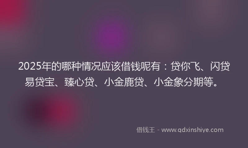 2025年的哪种情况应该借钱呢有：贷你飞、闪贷易贷宝、臻心贷、小金鹿贷、小金象分期等。