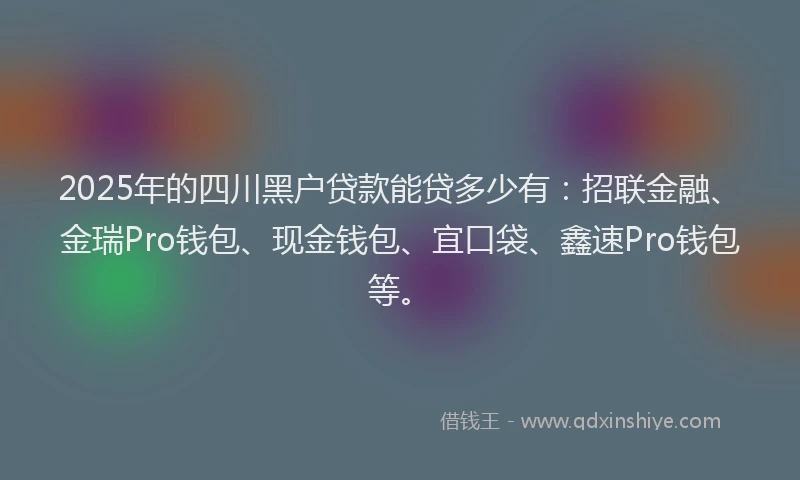2025年的四川黑户贷款能贷多少有：招联金融、金瑞Pro钱包、现金钱包、宜口袋、鑫速Pro钱包等。