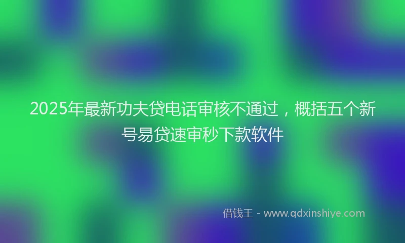 2025年最新功夫贷电话审核不通过，概括五个新号易贷速审秒下款软件