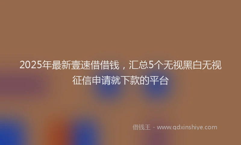 2025年最新壹速借借钱，汇总5个无视黑白无视征信申请就下款的平台