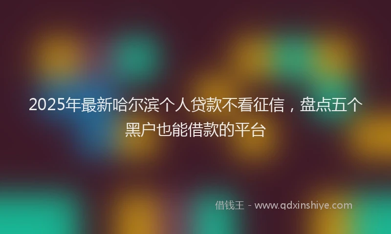 2025年最新哈尔滨个人贷款不看征信，盘点五个黑户也能借款的平台