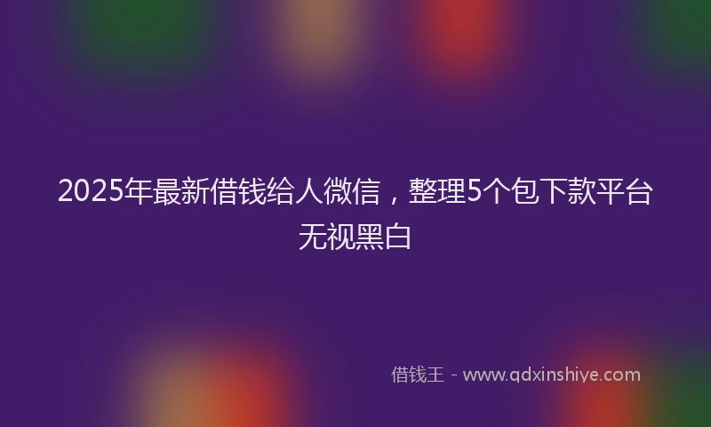 2025年最新借钱给人微信，整理5个包下款平台无视黑白