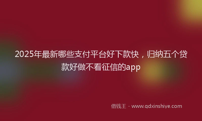 2025年最新哪些支付平台好下款快，归纳五个贷款好做不看征信的app