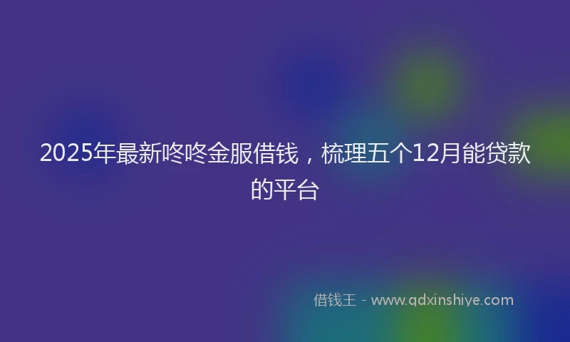 2025年最新咚咚金服借钱，梳理五个12月能贷款的平台