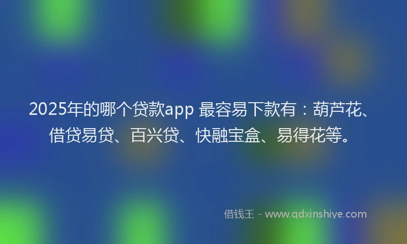 2025年的哪个贷款app 最容易下款有：葫芦花、借贷易贷、百兴贷、快融宝盒、易得花等。