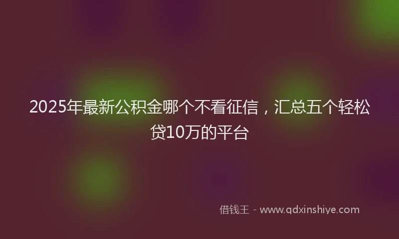 2025年最新公积金哪个不看征信，汇总五个轻松贷10万的平台