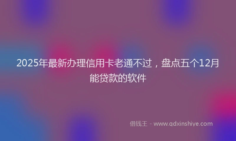 2025年最新办理信用卡老通不过，盘点五个12月能贷款的软件