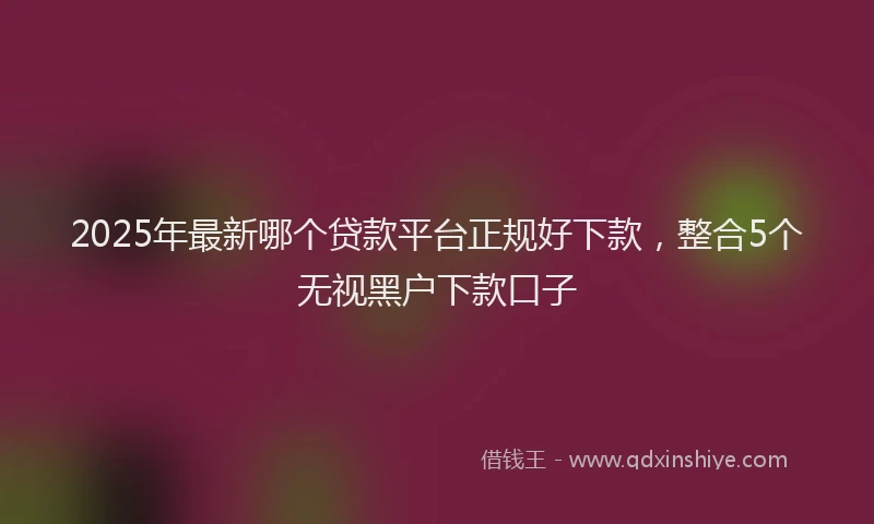2025年最新哪个贷款平台正规好下款，整合5个无视黑户下款口子