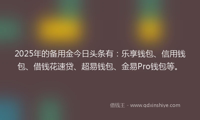 2025年的备用金今日头条有：乐享钱包、信用钱包、借钱花速贷、超易钱包、金易Pro钱包等。