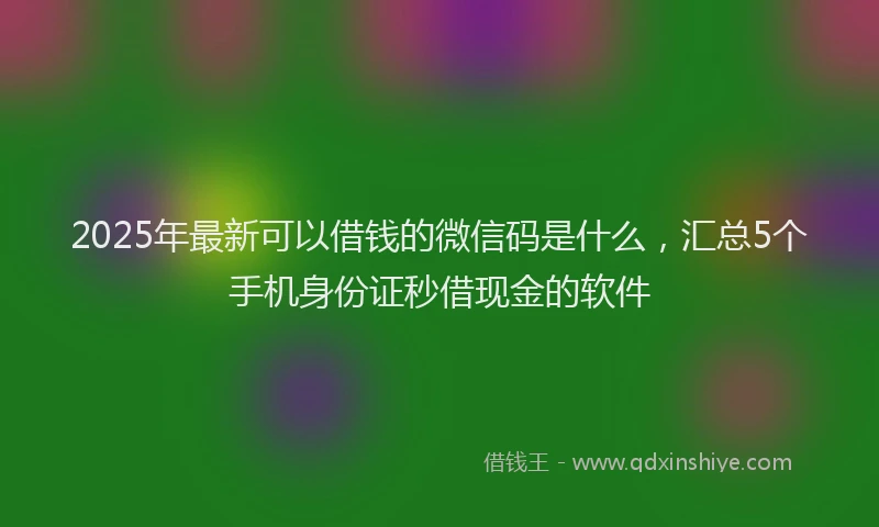 2025年最新可以借钱的微信码是什么，汇总5个手机身份证秒借现金的软件