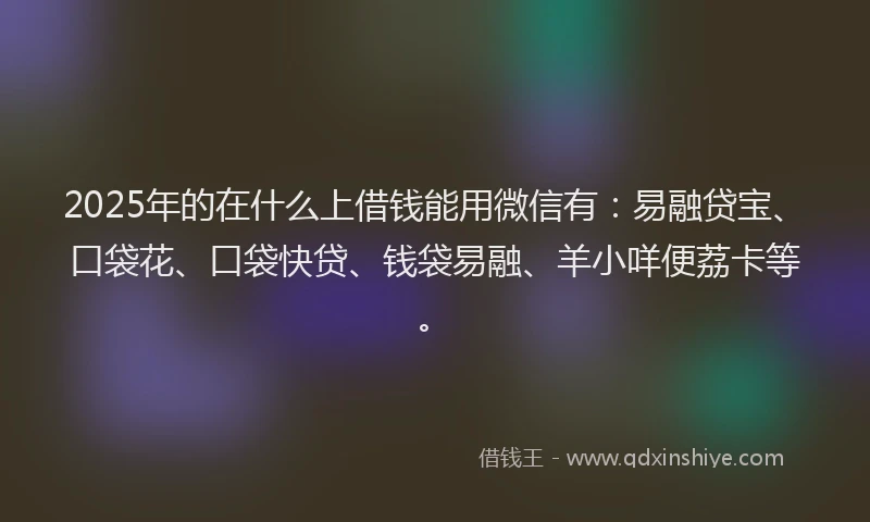 2025年的在什么上借钱能用微信有：易融贷宝、口袋花、口袋快贷、钱袋易融、羊小咩便荔卡等。