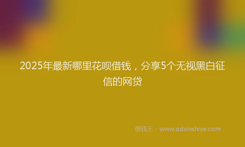 2025年最新哪里花呗借钱，分享5个无视黑白征信的网贷