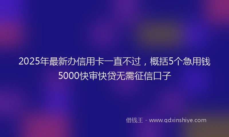 2025年最新办信用卡一直不过，概括5个急用钱5000快审快贷无需征信口子