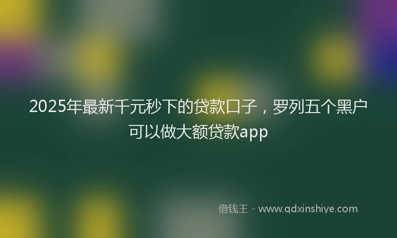 2025年最新千元秒下的贷款口子，罗列五个黑户可以做大额贷款app