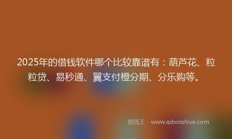 2025年的借钱软件哪个比较靠谱有：葫芦花、粒粒贷、易秒通、翼支付橙分期、分乐购等。