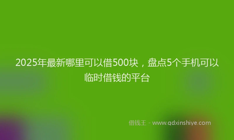 2025年最新哪里可以借500块，盘点5个手机可以临时借钱的平台