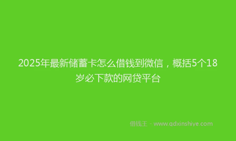 2025年最新储蓄卡怎么借钱到微信，概括5个18岁必下款的网贷平台