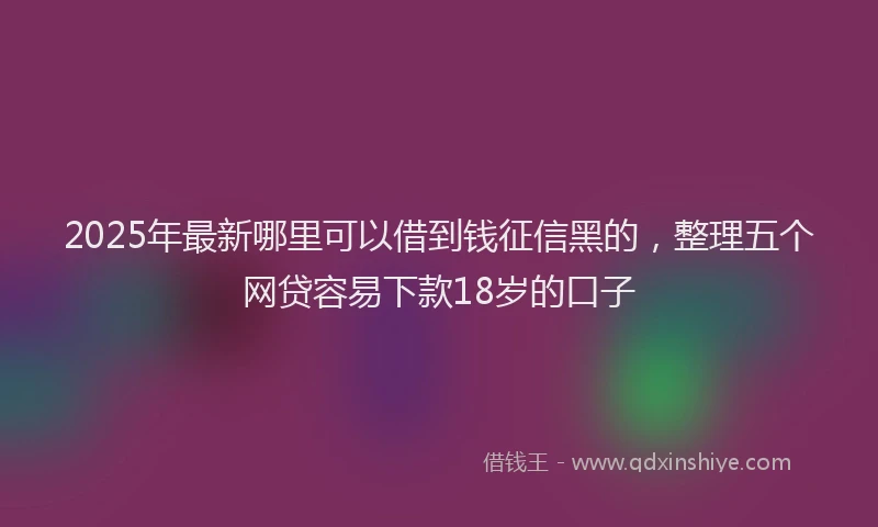 2025年最新哪里可以借到钱征信黑的，整理五个网贷容易下款18岁的口子