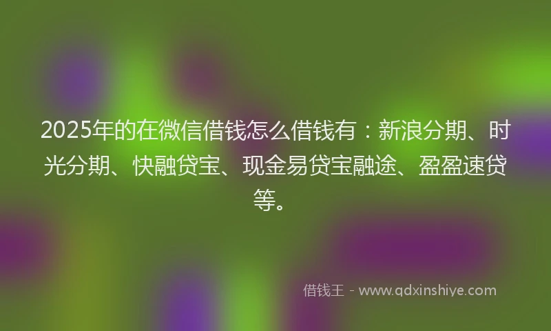 2025年的在微信借钱怎么借钱有：新浪分期、时光分期、快融贷宝、现金易贷宝融途、盈盈速贷等。
