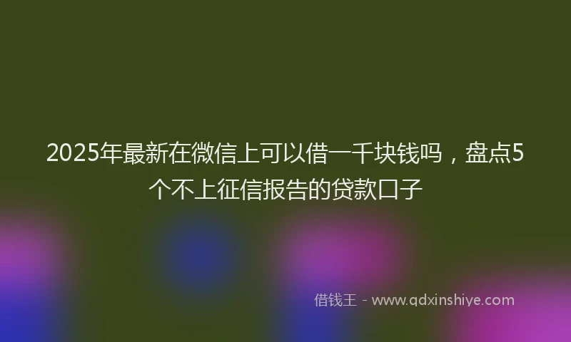 2025年最新在微信上可以借一千块钱吗，盘点5个不上征信报告的贷款口子
