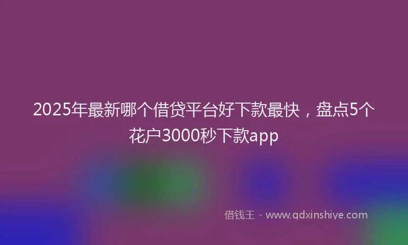 2025年最新哪个借贷平台好下款最快，盘点5个花户3000秒下款app