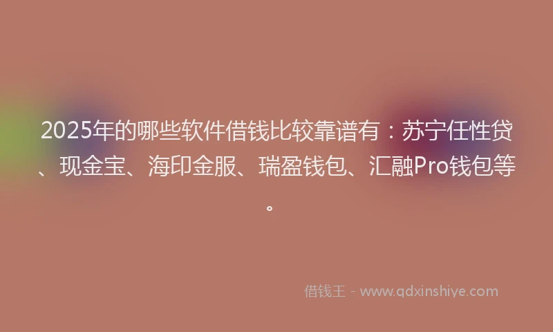 2025年的哪些软件借钱比较靠谱有：苏宁任性贷、现金宝、海印金服、瑞盈钱包、汇融Pro钱包等。