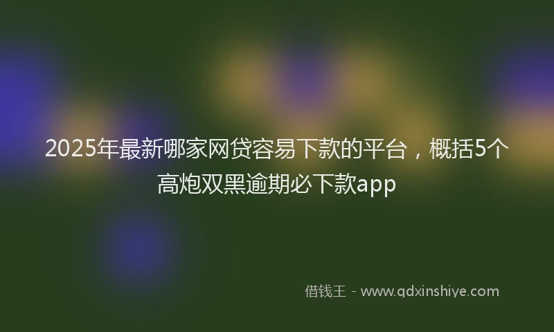 2025年最新哪家网贷容易下款的平台，概括5个高炮双黑逾期必下款app