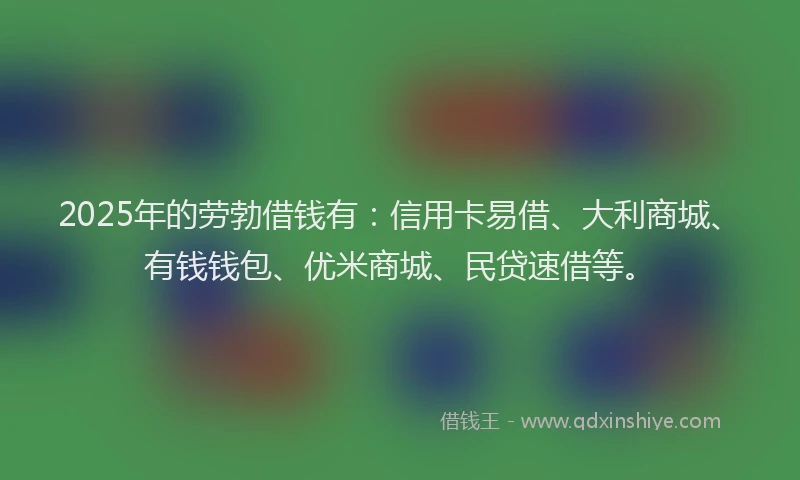 2025年的劳勃借钱有：信用卡易借、大利商城、有钱钱包、优米商城、民贷速借等。