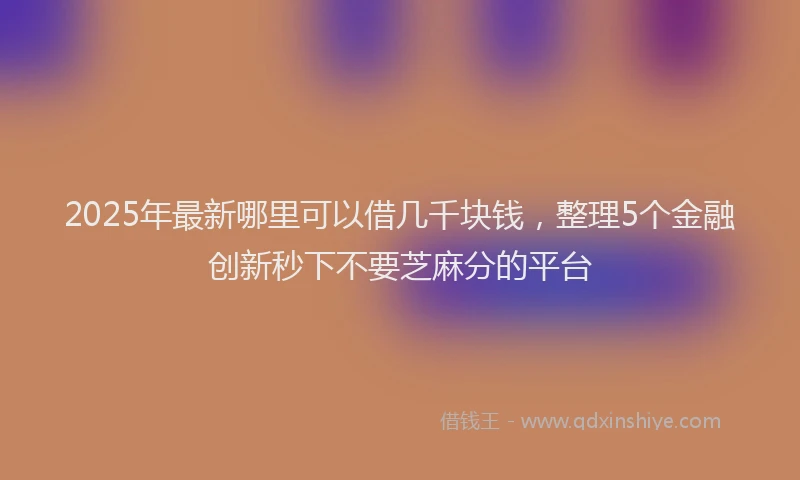 2025年最新哪里可以借几千块钱，整理5个金融创新秒下不要芝麻分的平台