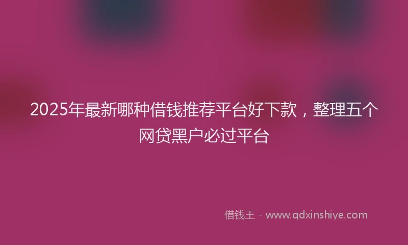 2025年最新哪种借钱推荐平台好下款，整理五个网贷黑户必过平台