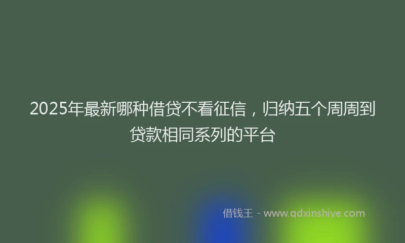 2025年最新哪种借贷不看征信，归纳五个周周到贷款相同系列的平台