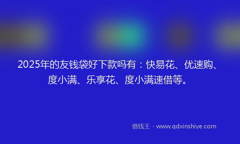 2025年的友钱袋好下款吗有：快易花、优速购、度小满、乐享花、度小满速借等。
