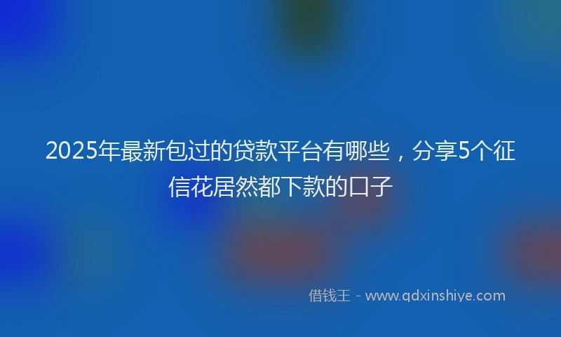 2025年最新包过的贷款平台有哪些，分享5个征信花居然都下款的口子