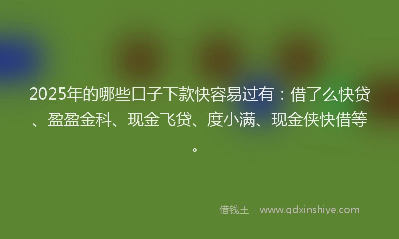 2025年的哪些口子下款快容易过有：借了么快贷、盈盈金科、现金飞贷、度小满、现金侠快借等。