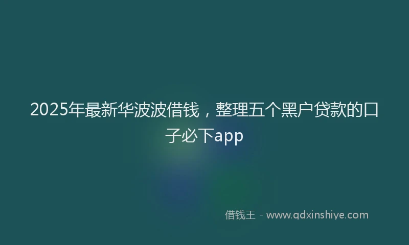 2025年最新华波波借钱，整理五个黑户贷款的口子必下app