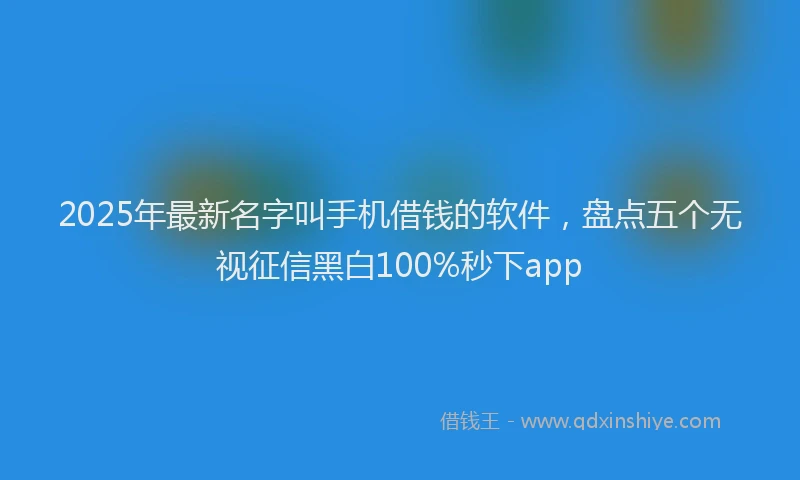 2025年最新名字叫手机借钱的软件，盘点五个无视征信黑白100%秒下app