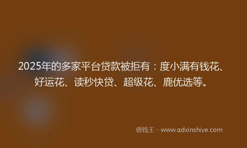 2025年的多家平台贷款被拒有：度小满有钱花、好运花、读秒快贷、超级花、鹿优选等。