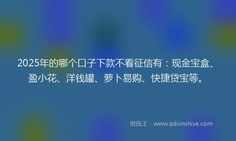 2025年的哪个口子下款不看征信有：现金宝盒、盈小花、洋钱罐、萝卜易购、快捷贷宝等。