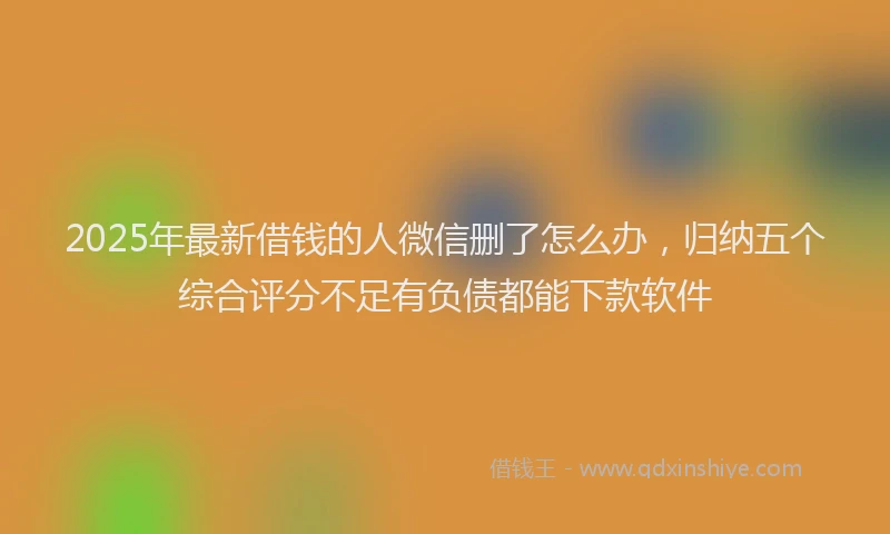 2025年最新借钱的人微信删了怎么办，归纳五个综合评分不足有负债都能下款软件