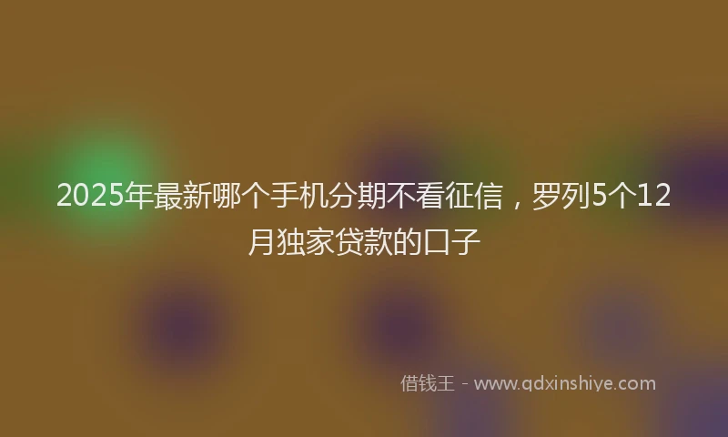 2025年最新哪个手机分期不看征信，罗列5个12月独家贷款的口子