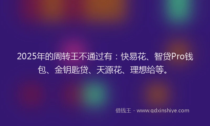 2025年的周转王不通过有：快易花、智贷Pro钱包、金钥匙贷、天源花、理想给等。