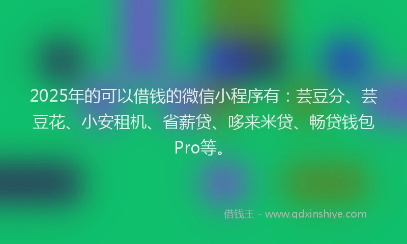 2025年的可以借钱的微信小程序有：芸豆分、芸豆花、小安租机、省薪贷、哆来米贷、畅贷钱包Pro等。
